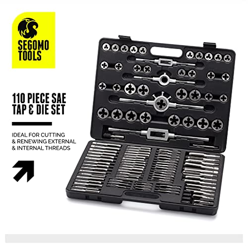 Segomo Tools 110 Piece Hardened Alloy Steel SAE Tap And Die Threading