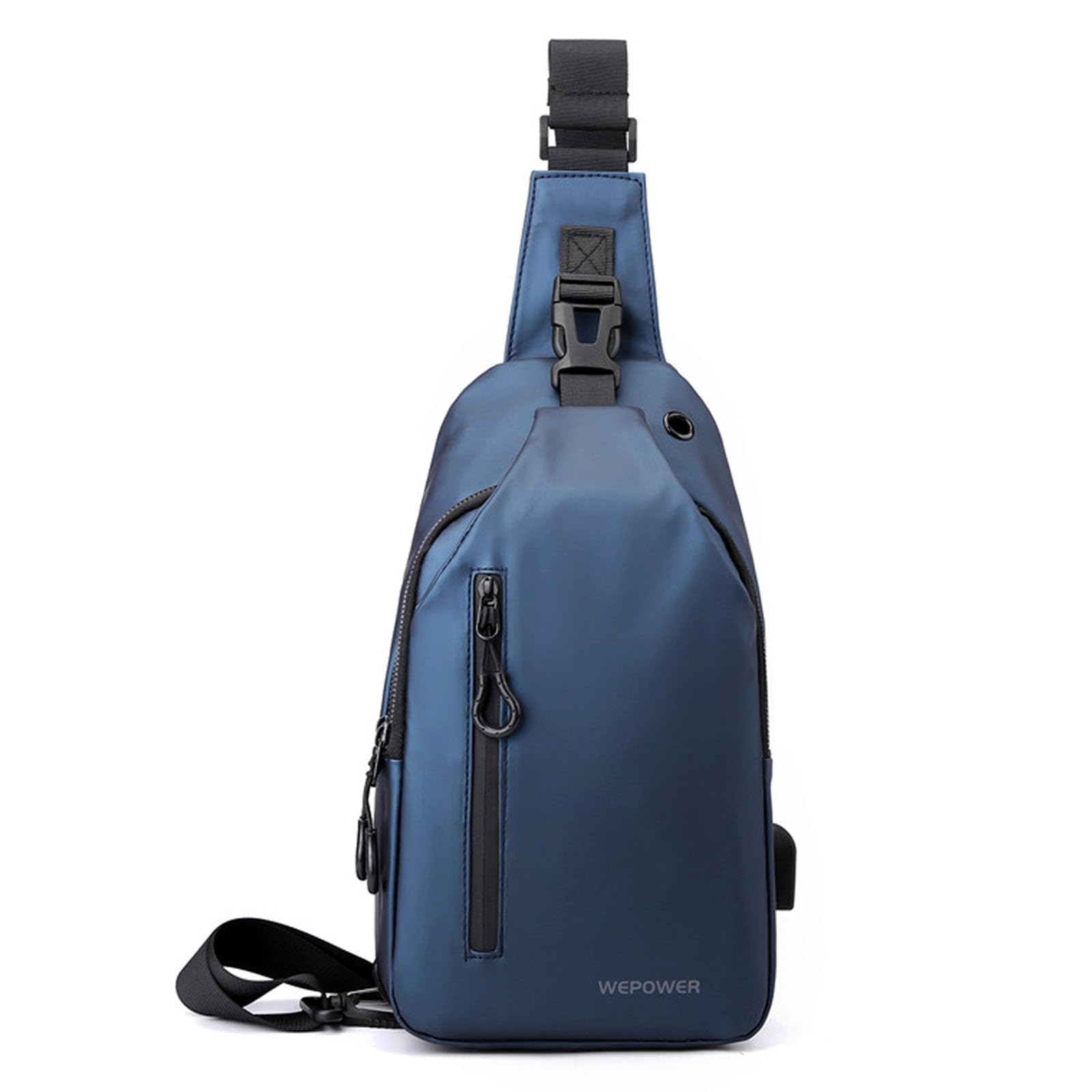 FANDARE Men's Chest Bag Outdoor Hiking Daypack Sling Bag with USB Charging Port & Earphone Hole Dark Blue