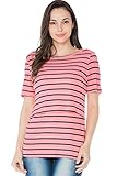 Smallshow Women's Maternity Nursing Top Short Sleeve Stripe Breastfeeding T-shirt (XL)