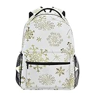 FAKAINU Abstract Christmas Golden Snowflakes And Stars,High-Capacity Personalized Backpack Shoulder Bag Daypack School Bag Bookbag Travel Bag 16"