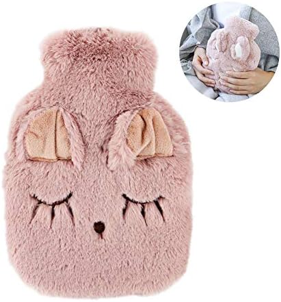 Yeawooh Classic Rubber Hot or Cold Water Bottle,Warmer Bag Cute Portable Heated Pad Soft Cover for Winter Relief The Pain(350ml)