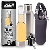 Chief Stainless Steel Beer Bottle Cooler Insulator with Bonus Steel Bottle Opener, Insulated Bag, E-Book and Gift Box