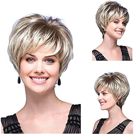 Tonake Stylish New Blonde Short Straight Hair Wig Heat Resistant for Women Lady