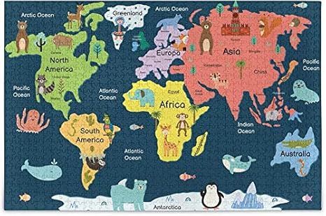 Amazon Co Jp ジグソーパズル大人のための1000個子供動物の世界地図教育的な楽しい家族ゲーム 500個 ホーム キッチン