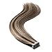 Hairro Tape in Human Hair Extensions Down Medium Brown Mix Dark Blonde #4P27 18