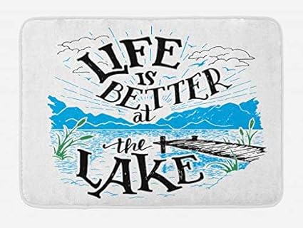 Amazon Com Lunarable Adirondack Bath Mat Lakeside Cabin Themed