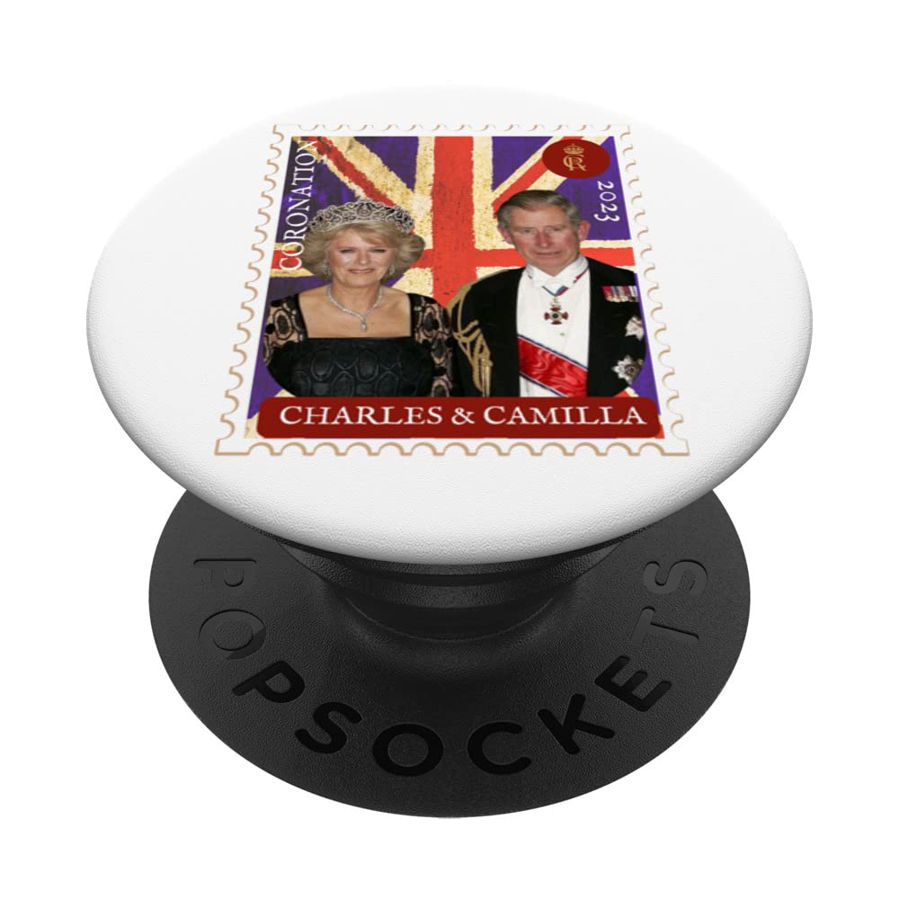 KING CHARLES AND CAMILLA ROYAL CORONATION 2023 UK FLAG STAMP PopSockets Swappable PopGrip