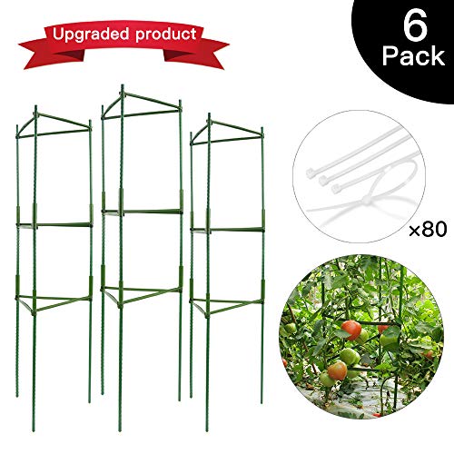 IPSXP Vegetable Trellis, Garden Plant Support Cages Stakes for Climbing Plants, Vegetables, Flowers, Fruits, Vine, 6 Garden Trellis with 80 Adjustable Cable Tie