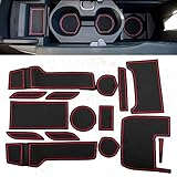 Gekufa Cup Holder and Door Compartment Liner Accessories Compatible with 2016 2017 2018 2019 Honda Civic Door Mats Gate Slot Mat Cup Pads 15PC Set (Front Seat, Red Trim)