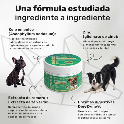 100% Natural Dog Dental Cleaner with Kelp Premium Algae - 180g | Bad Breath Powder, Plaque & Tartar - Toothbrush & Toothpaste Alternative - Natuva Pets