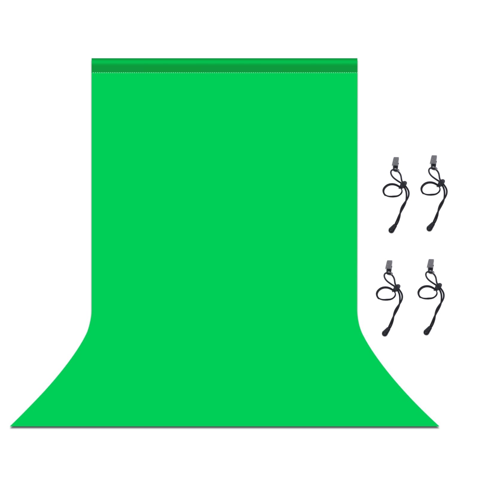 Yunseity Green Screen Backdrop, Cotton Polyester Greenscreen Background Kit with 4 Backdrop Clamps, for Zoom Meeting, Video Recording, Streaming(1x2m/39.4x78.7in)
