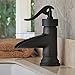 Hiendure® Waterfall Spout Oil Rubbed Bronze Bathroom Sink Faucet Deck Mount One Hole Mixer Tap