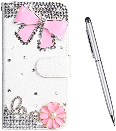 Toucasa Case for Nokia 1 Plus,[Diamond Series] Retro Premium PU Leather Shockproof Flip Magnetic Kickstand Card Slots Wallet Case Folio (Bow-Knot)