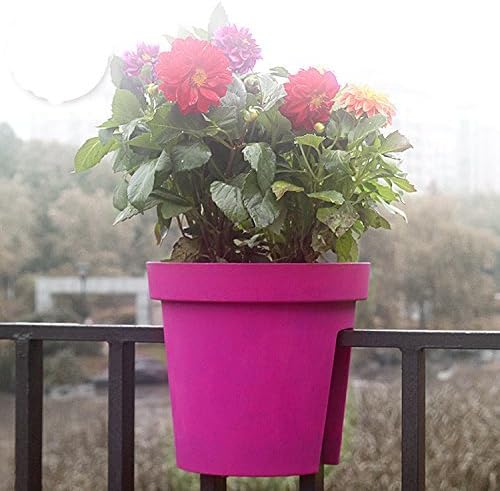 Candyqueen 1Pcs Colorful Plastic Flower Pot Garden Porch Rail Outdoor Decor Random Colors