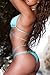 QINSEN Womens Criss Cross Strappy Halter Brazilian Bottom 2PCS Swimwear Blue M