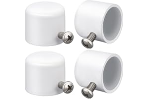 AHANDMAKER 4 Pcs Window Curtain Rod End Caps, Iron Curtain Rod Finials with Screw, Curtains Pole End Plug Caps for 0.75 Inch Diameter Roman Curtains Rods, White