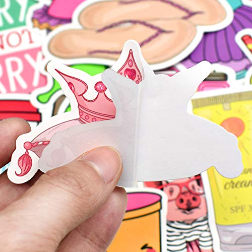 50Pcs Cute Vinyl Stickers Pack Waterproof for Laptop,Lovely Sticker Decals for Teen Girls,Computer,Skateboard, Luggage (Pink)