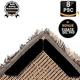 Rug Grippers YoYang Area Rug Gripper 8 pcs Black Anti Curling Non Slip Rug Gripper for Kitchen Bathroom Outdoor with Renewable Reusable Gripper - Keeps Your Rug in Place & Makes Corners Flat