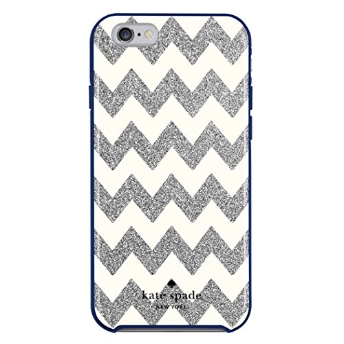 kate spade new york iPhone 6s Case [Shock Absorbing] Cover fits both iPhone 6, iPhone 6s - Chevron Silver Glitter / Cream