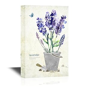 Canvas Wall Art - Purple Lavender Flowers in a Pot - Gallery Wrap Modern Home Art | Ready to Hang - 12" x 18"