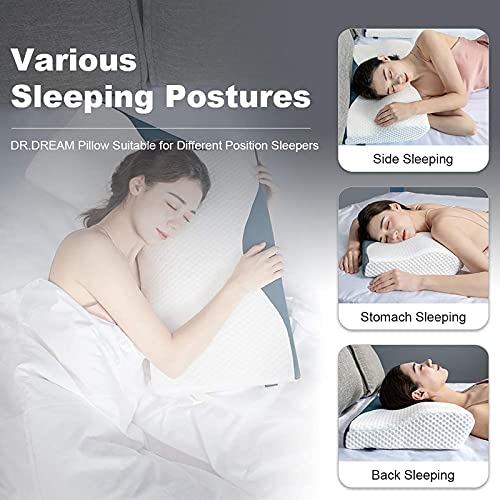 Contour Memory Foam Pillow for Neck Pain, Ergonomic Orthopedic Cervical Pillows for Sleeping with Magnetic Therapy Cloth(Queen)