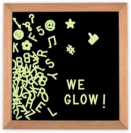 Letter Board - Glow In The Dark | 10 x 10 Felt Letter Board - Letter Board Games | 340 White Glowing Letters - Stylish White cotton bag , hanging And Stand Included | Perfect Gift