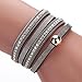 Willsa Women Fashion Bohemian Woven Braided Handmade Magnetic Clasp Bracelet (Gray)