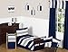 Sweet Jojo Designs Navy Blue, Gray and White Kids Bathroom Fabric Bath Teen Stripe Shower Curtain