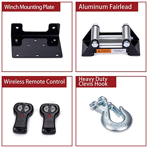 OPENROAD 3000Lbs 12 Volts Electric Winch, Winch for ATV/UTV/Boat, 3000Lbs /1360Kg Electric Winch Kit, with 12m/39ft Winch Cable, Towing Off-Road Electric Winch Recovery kit (3000Lbs Black) - Image 5