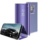 Omorro Smart Case For Galaxy S9 Plus Sleep/Wake Window View Translucent Design Flip Wallet 360 Full Body Built-in Screen Protection Slim Hard Mirror Stand Kickstand Cover For Samsung Galaxy S9 Plus