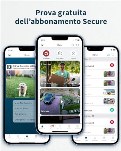 Essential HD XL Telecamera WiFi Esterno Senza Fili, Telecamera WiFi Interno, Batteria Da 24 Mesi*, Sirena Allarme Casa, Sensore Di Movimento, Prova Arlo Secure Inclusa, 2 Telecamere, Bianche