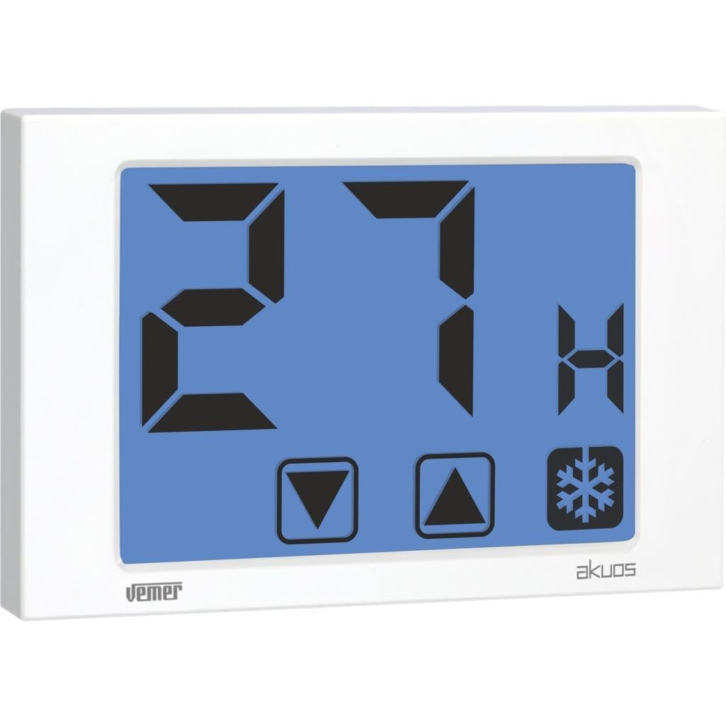 VEMER VE476800 Model AKUOS Bianco Wall-mounting humidistat with LCD Display. 230Vac, Color White