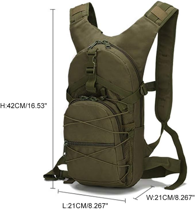 Kaiyei Military Bicycle Backpack 15L Camouflage Casual Multi-Pocket Durable Waterproof Travel Tactical Climbing Trekking Hiking Sports Small Backpack Bag Army Day Pack Khaki - Image 4