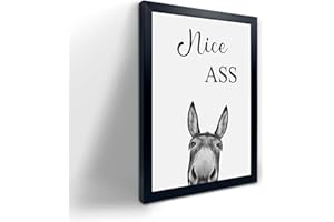 YONGART Donkey Animal Prints Toilet Room Decor,Nice Ass Quotes Bathroom Sign, Funny Bathroom Decor Bathroom Signs, Funny Bathroom Wall Art, Bathroom Decor Poster, Toilet Art, Guest Bathroom Wall Decor
