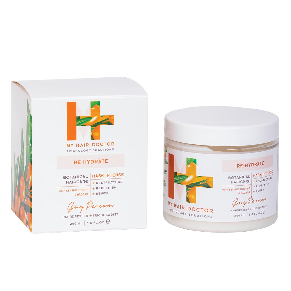MHD Re-Hydrate Hair Mask Intense for Dry Damaged Hair | Deep Conditioning Hair Treatment | Revitalizing & Hydrating Argan Oil Enriched, Sulphate Free, Vegan Intense Hair Mask Treatment 200ml