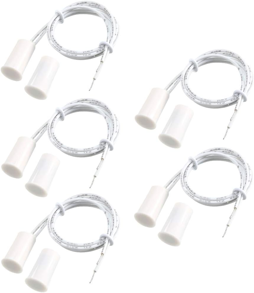 VictorsHome Magnetic Reed Switch RC-33 NO Recessed Wired Window Door Contact Sensor for Home Security and Burglar Alarm Systems 5 Pcs