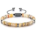 Jovivi Healing Crystal Bracelet for Men Hematite Black Obsidian Tiger Eye Gemstone Beaded Bracelets Adjustable Protection Crystals Natural Stone Beads Bracelet for Men Women Anxiety Relief