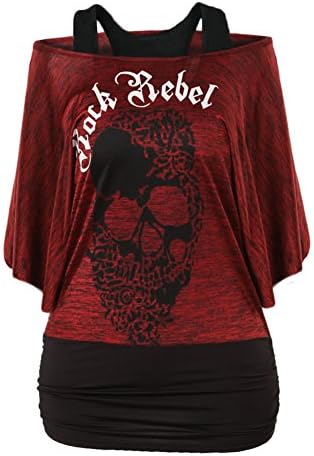 ClothingLoves Women's Top Batwing Short Sleeve T Shirt Vest Dolma Skull Blouse