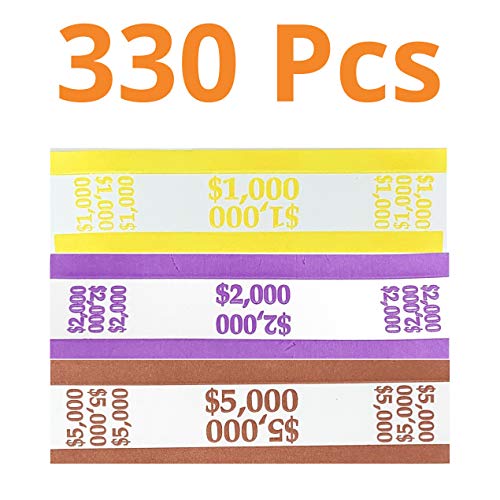 Money Bands Currency Sleeves Straps - Made in USA (Pack of 3000) Self-Adhesive Assorted Money Wrappers for Bills Color Coded Wraps Meets ABA Standards, 7.5 x 1.25 inches -  Recyclable Kraft Paper