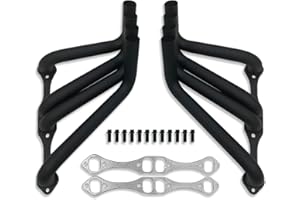 DEMOTOR PERFORMANCE For SBC Boom Tube Zoomie Exhaust Header Rectangular Port Black