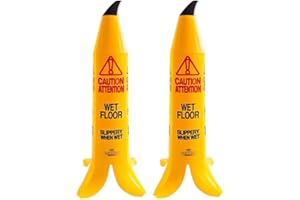 Berry 36 Inch Caution Wet Floor Banana Cone | 90CM Wet Floor Sign for Safety - Yellow | Easily Noticeable Plastic Floor Sign 