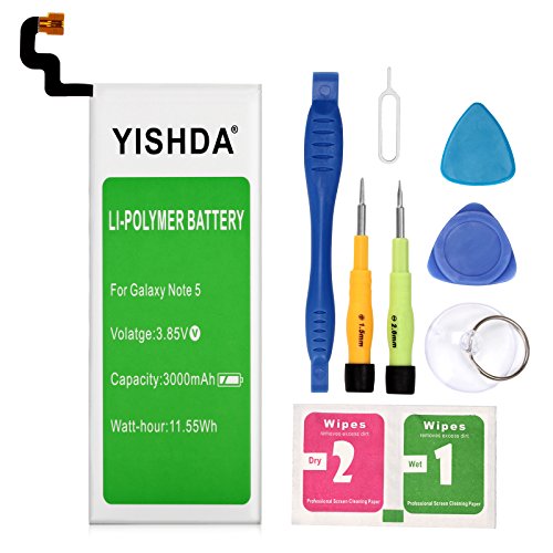 Note 5 Battery YISHDA 3000mAh Replacement Battery for Samsung Galaxy Note 5 EB-BN920ABE SM-N920 N920T N920A N920P N920V with Repair Tools | Samsung Note 5 Battery