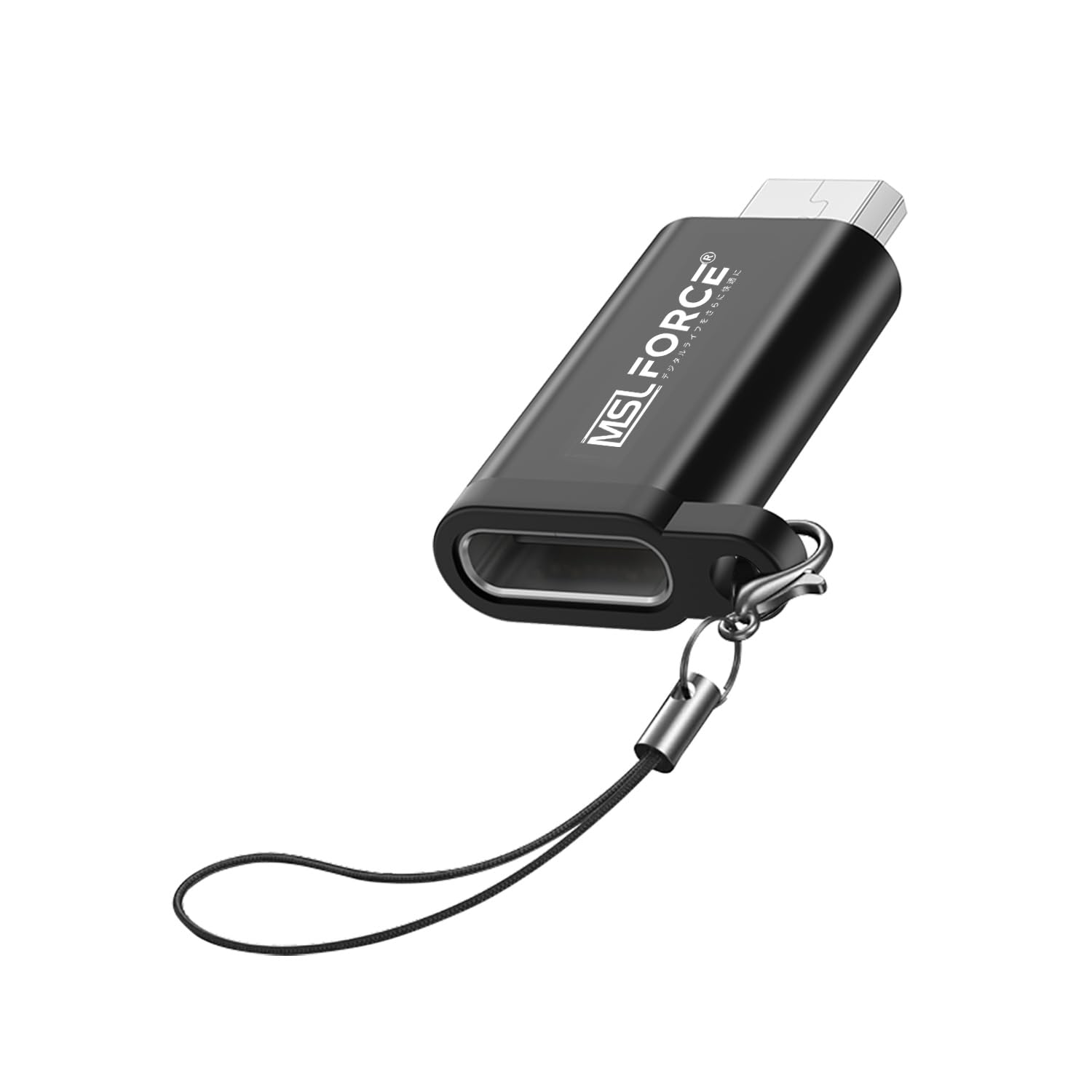 安心の日本企業 MSL FORCE USB-C Micro-USB 変換アダプタ データ転送 USB2.0 5V/3A Quick Charge 3.0規格 ストラップ付 uc0113bc 1個(黒) USB-C to Micro-USB商品画像