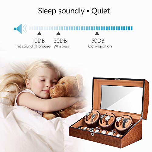 JQUEEN Automatic Watch Winder with Quiet Motor, Six Winding Spaces 7 Storages Spaces - Thumbnail 2
