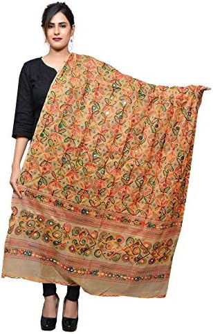Banjara India Women's Cotton Embroidered Kutchi Dupatta Rasna