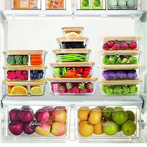 Urban Green Glass Containers with Bamboo Lids, Meal Prep Glass