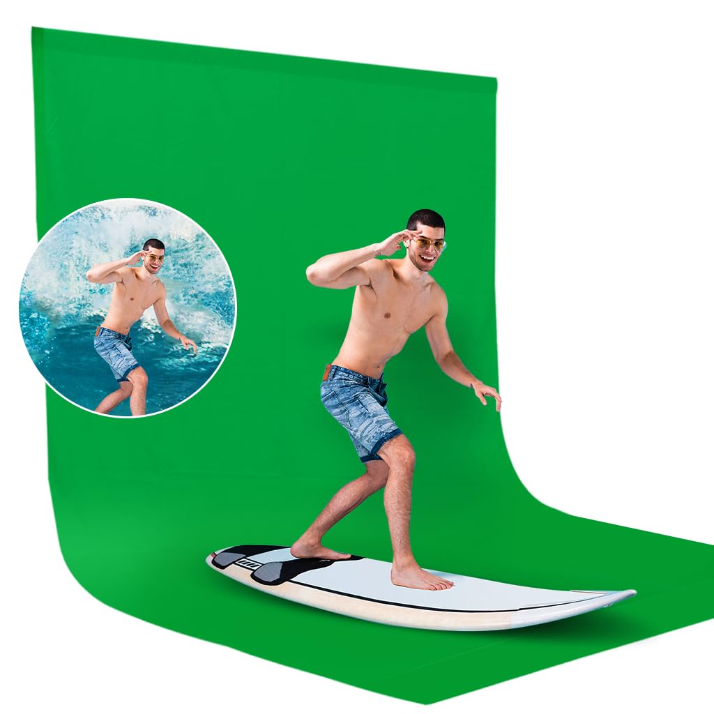 Photo 1 of CPLIRIS 10x20ft Green Screen Backdrop for Photography, Dual-Size Dual-Pocket Design Chromakey Background for Photoshoot, Game Steaming, Zoom Meeting with Both Options of 10 ft and 20 ft in Width