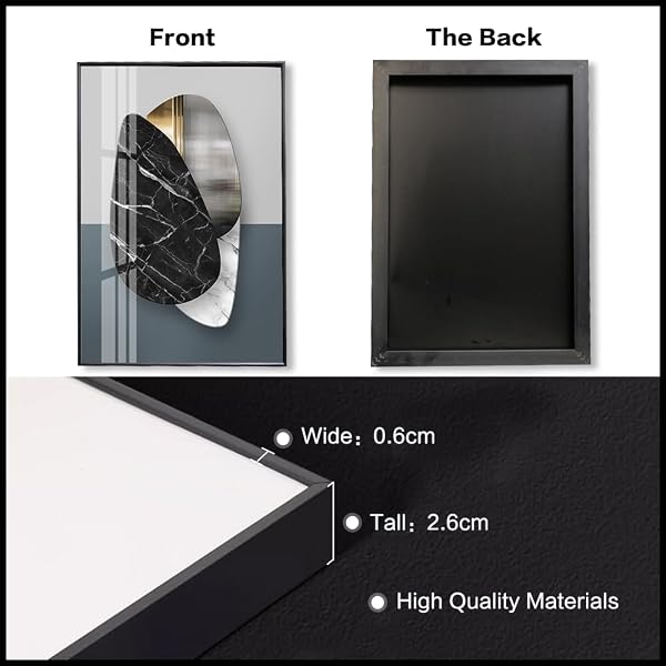QKF 3 PIECES MODERN FUNKY WALL ART FOR LIVING ROOM GEOMETRY FOR HOME DECORATION PICTURES DARK ON ABSTRACT CANVAS PRINT PAINTINGS BEDROOM BATHROOM OFFICE POSTERS & PRINTS (MEDIUM SIZE 16X24INCH)