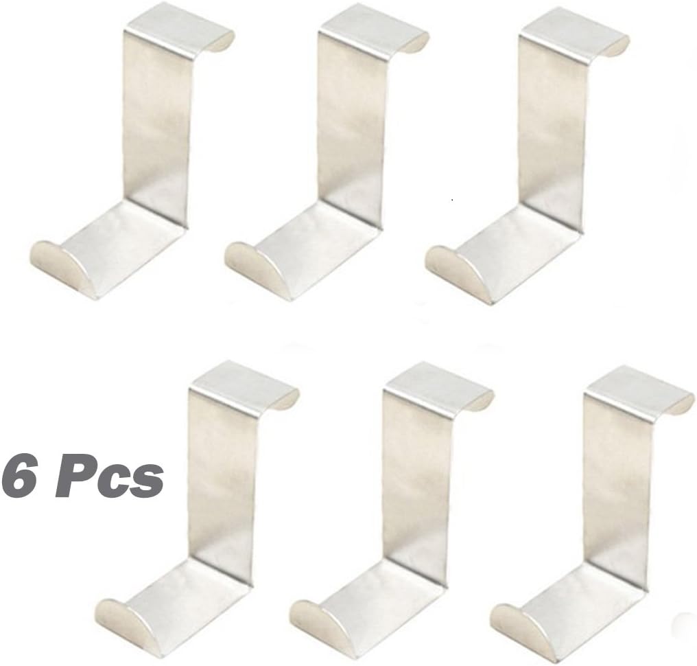 Comicfs Stainless Steel Over Door Hangers Kitchen Hooks Cabinet Unit Draw Towel Holder Value Pack [Set of 6], with Comicfs cleaning cloth