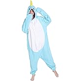 Funnyparty Unisex Adult Pajamas Halloween Narwhal Costume Cosplay Animal Jumpsuit